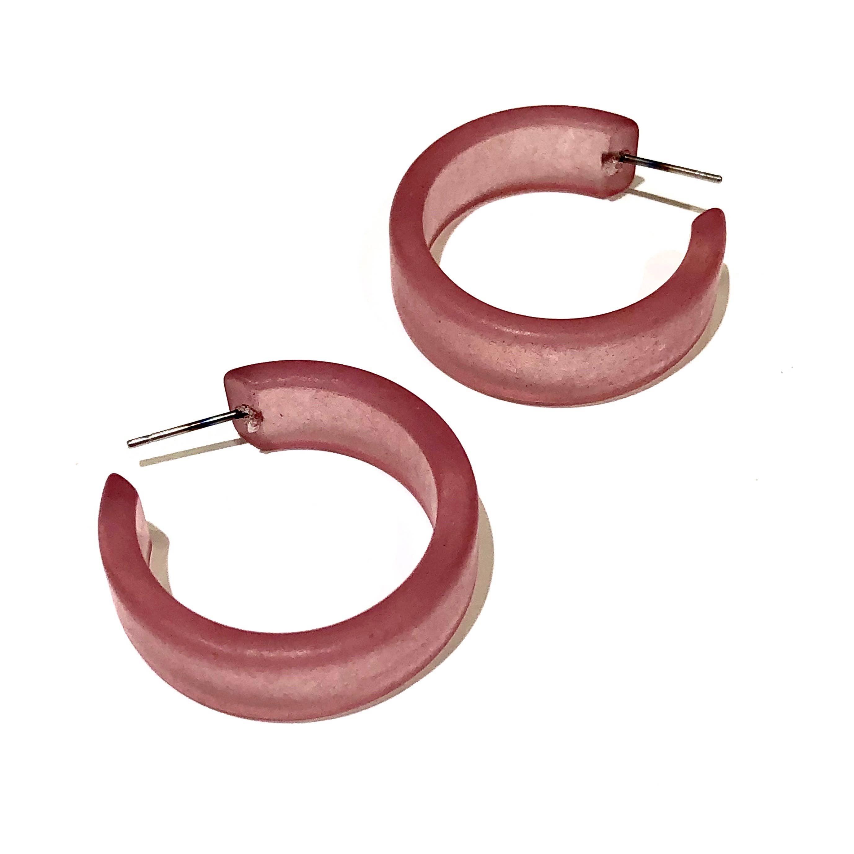 Grey Granite Speckled Acrylic Simple Lucite Hoop Earrings
